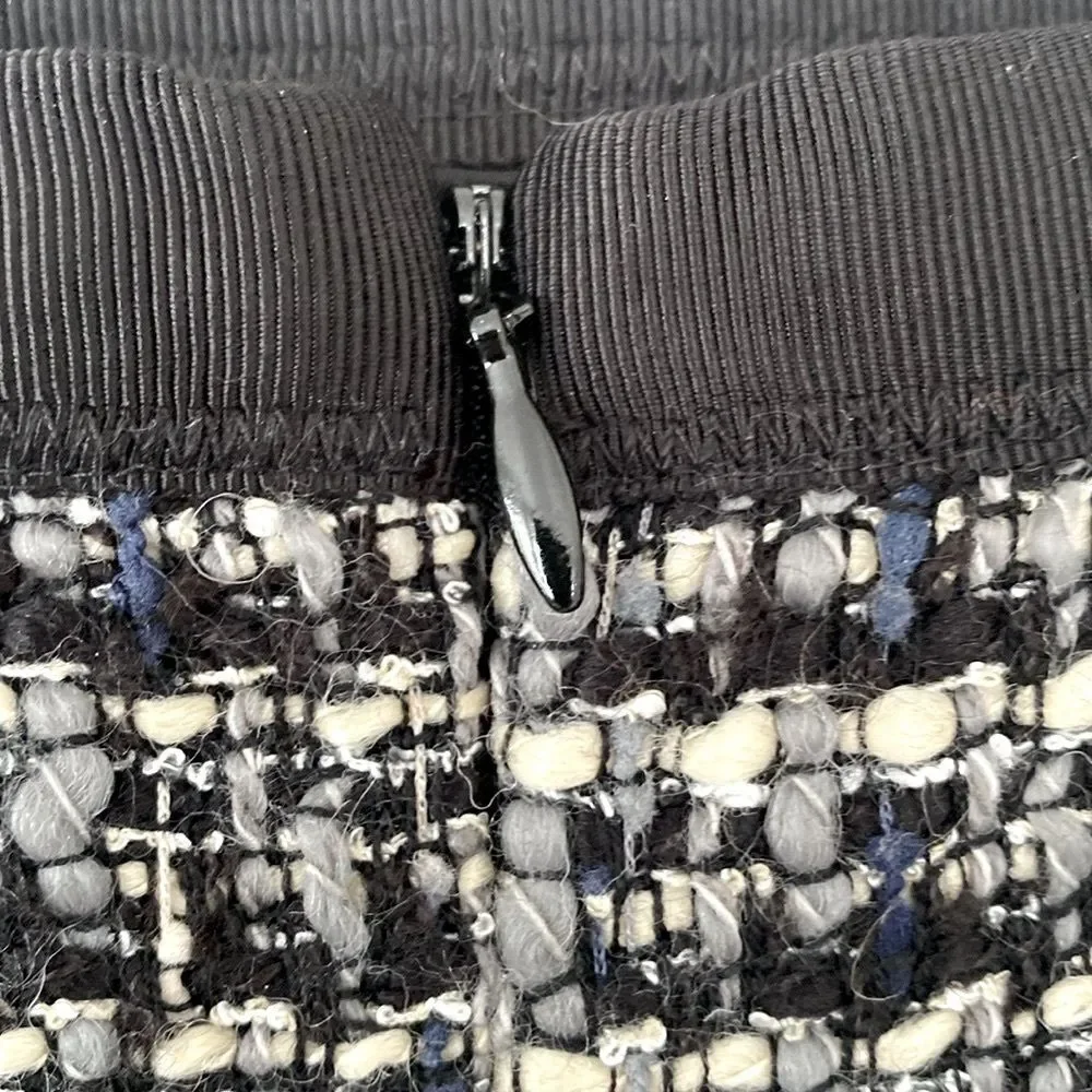 J. Crew Black & Gray Tweed Wool Blend Skirt sz 4 Academia Classic Feminine